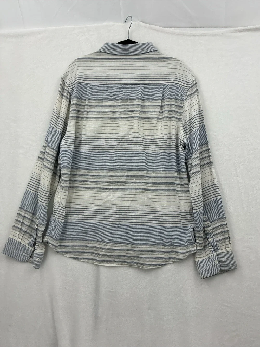 True Religion Blue and White Striped Button-Down Shirt 1051